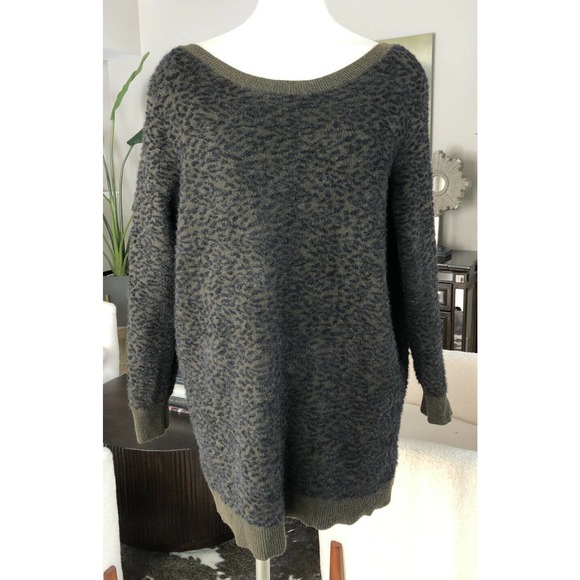 Mesh Lace Olive/black Animal Print Sweater - Picture 1 of 8